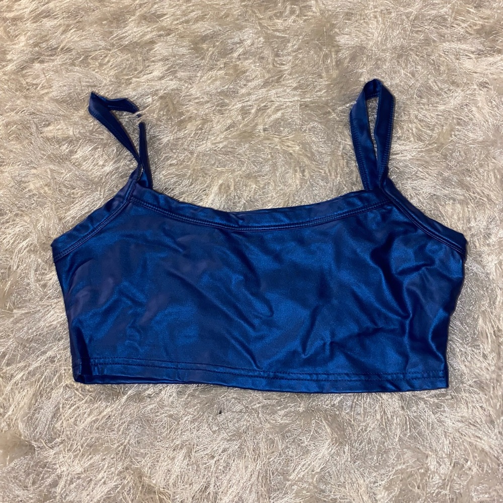 blue metallic crop top